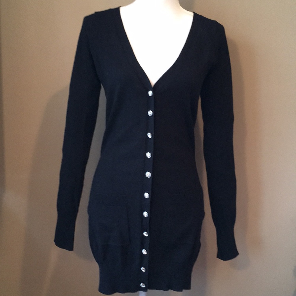 Long Cardigan with Sequin Skull